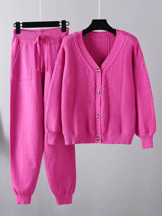 Elegantes Cardigan- und Jogginganzug-Set mit Kordelzug - Bequem und Stilvoll