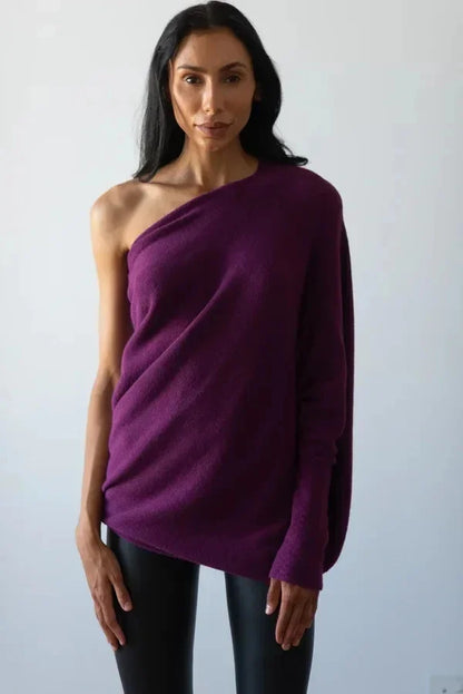 Asymmetrisch drapierter Damenpullover