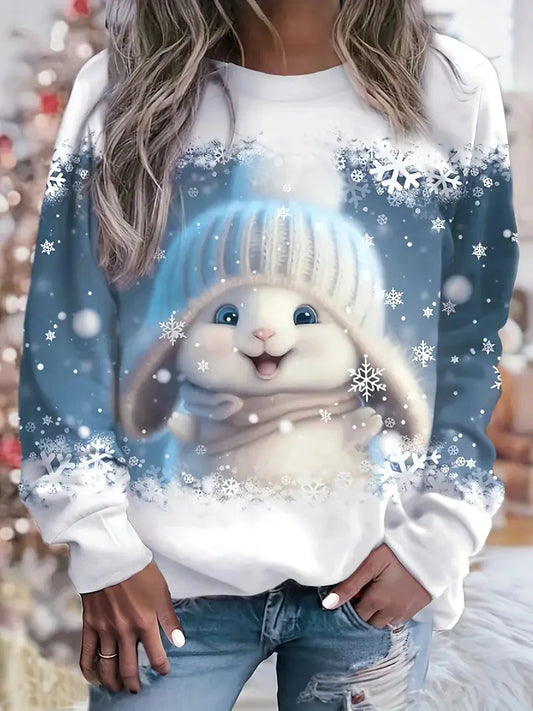 Festliche Weihnachten drucken lange Ärmel Pullover Sweatshirt für Frauen, lässigen Stil, Rundhalsausschnitt