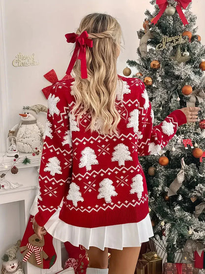 Festlicher Weihnachtsbaum Strickpullover aus kuscheligem Acryl