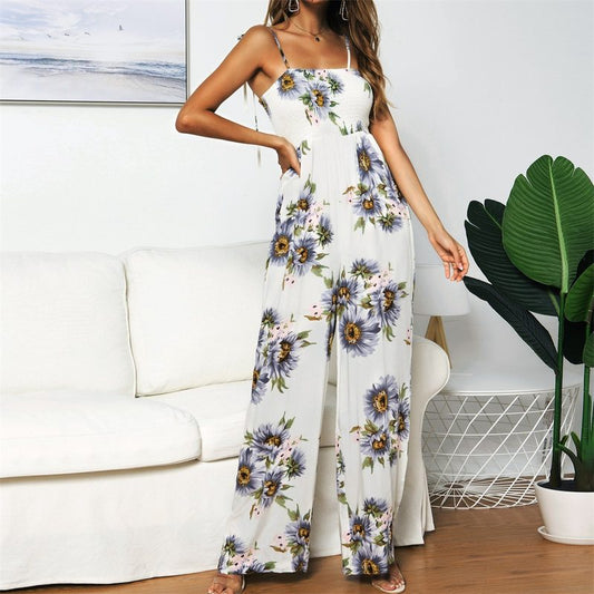 Floral Print Jumpsuit mit Weitem Bein