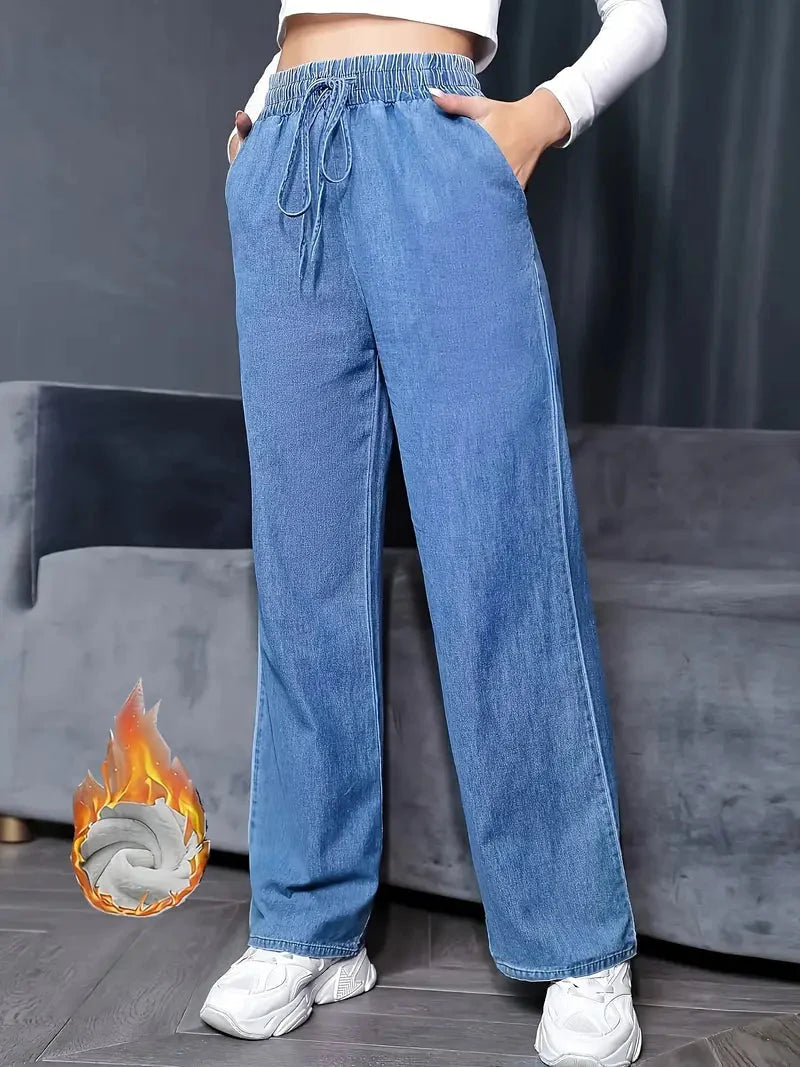 High-Waisted Flared Jeans mit Blumenstickerei für Damen