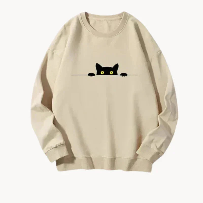 Katzenmuster Sweatshirt für Damen – Stilvoll und Verspielt