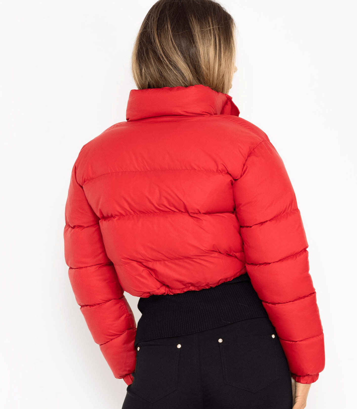 Kurze Damen-Pufferjacke mit Kordelzug