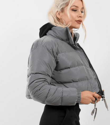 Kurze Damen-Pufferjacke mit Kordelzug