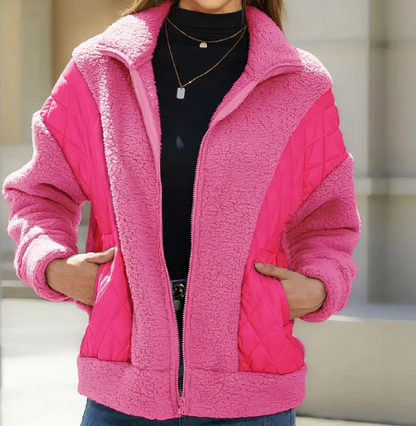 Kuschelige Damen-Steppjacke aus weichem Sherpa für kalte Tage