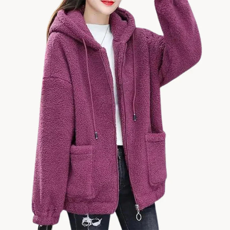 Kuschelige Fleecejacke mit Kapuze für Damen – Ideal für kalte Tage