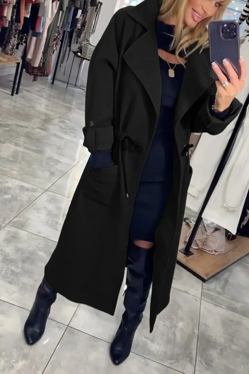 Langer Damen-Trenchcoat - Elegante Übergangsjacke für Stil und Komfort