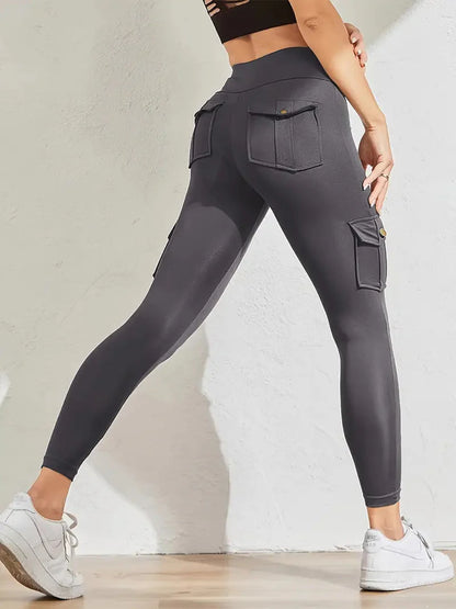 Lässige, einfarbige Skinny-Hose mit hohem Bund und hohem Bund