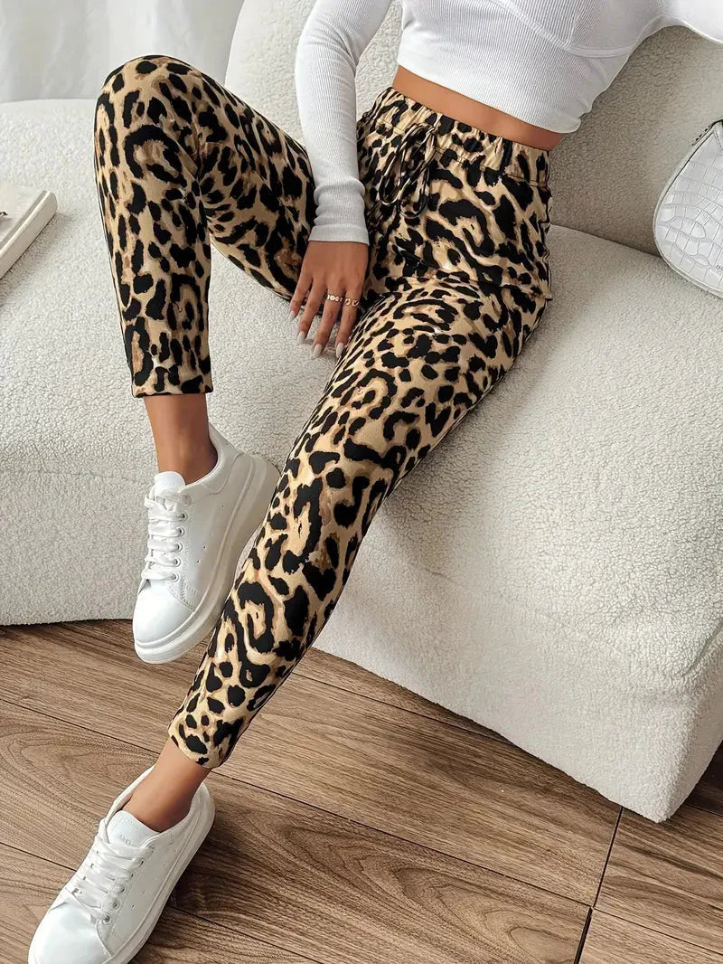 Leggings mit Katzenflair mit hohem Bund und Leopardenmuster