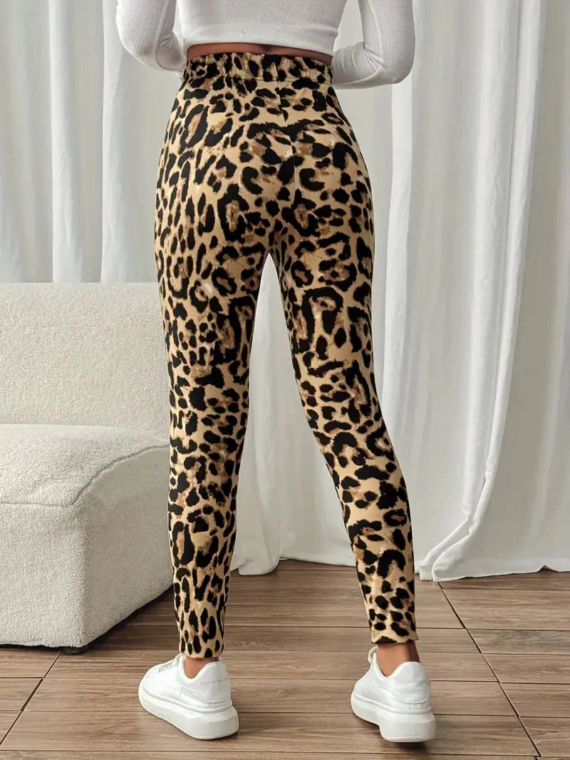 Leggings mit Katzenflair mit hohem Bund und Leopardenmuster