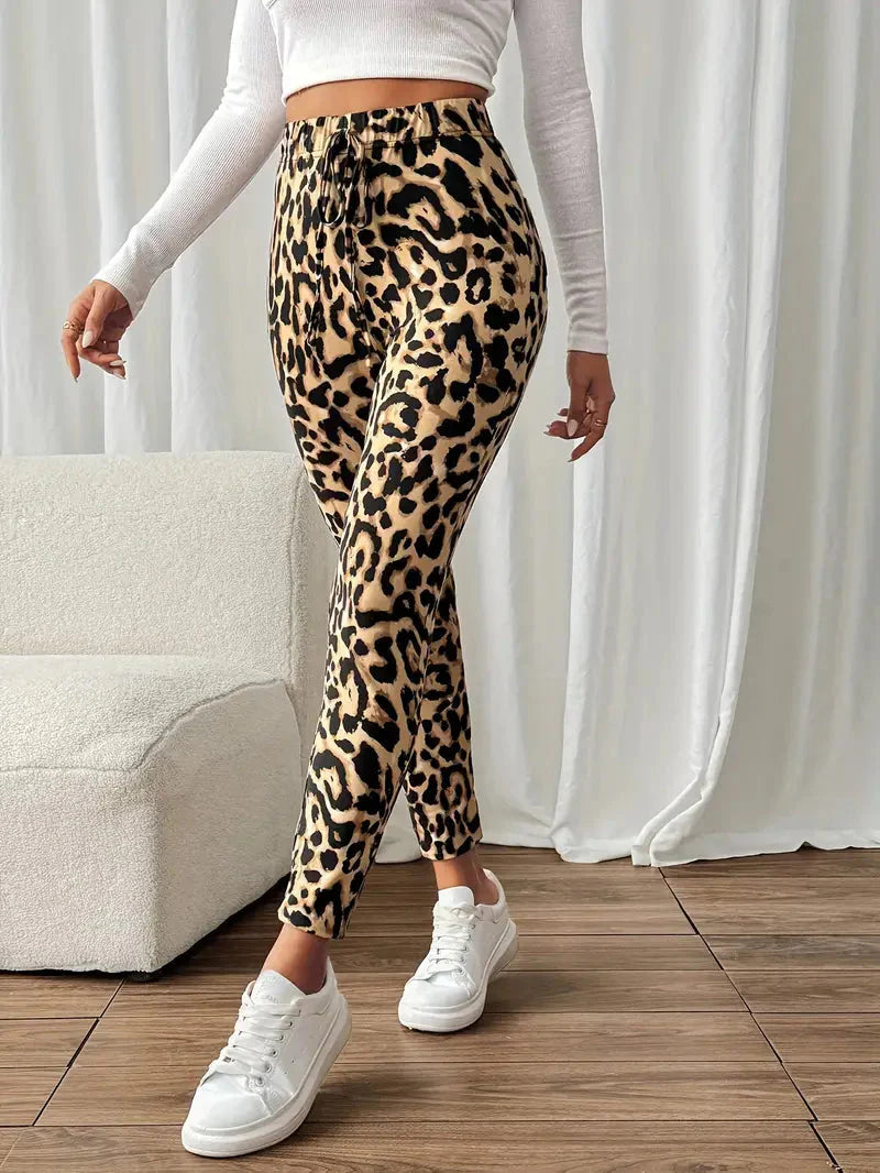 Leggings mit Katzenflair mit hohem Bund und Leopardenmuster