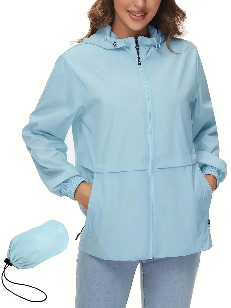 Leichte und Stylische Damen-Regenjacke mit Kapuze – Atmungsaktiv und Wasserdicht für Aktive Abenteuer