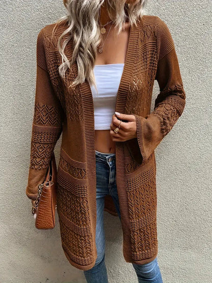 Luftiger Strick-Cardigan mit offenem Design für stilvolle Lagenlooks