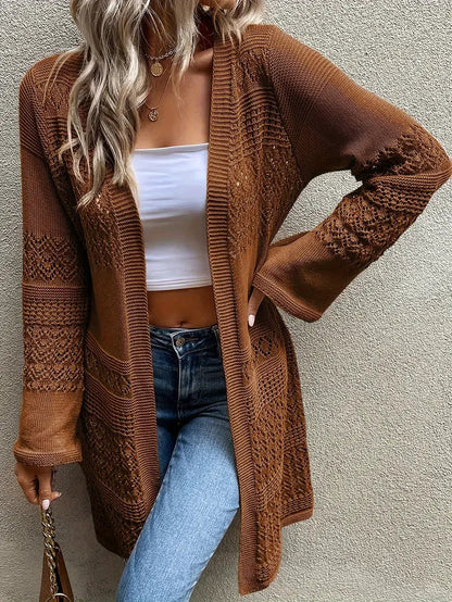 Luftiger Strick-Cardigan mit offenem Design für stilvolle Lagenlooks