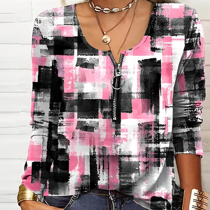 Moderne Rosa Bluse mit Trendigem Aufdruck für Stilbewusste