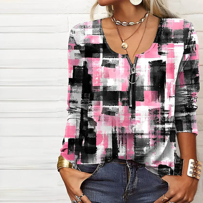 Moderne Rosa Bluse mit Trendigem Aufdruck für Stilbewusste