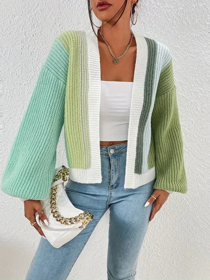 Modischer Farbblock-Strickcardigan mit lässigem Schnitt