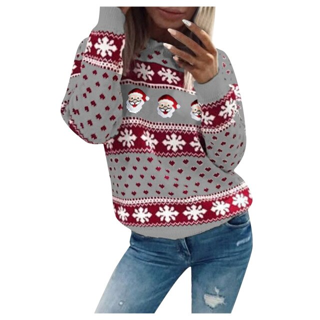 Damen Weihnachtlicher weicher Strickpullover