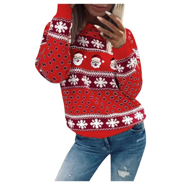 Damen Weihnachtlicher weicher Strickpullover