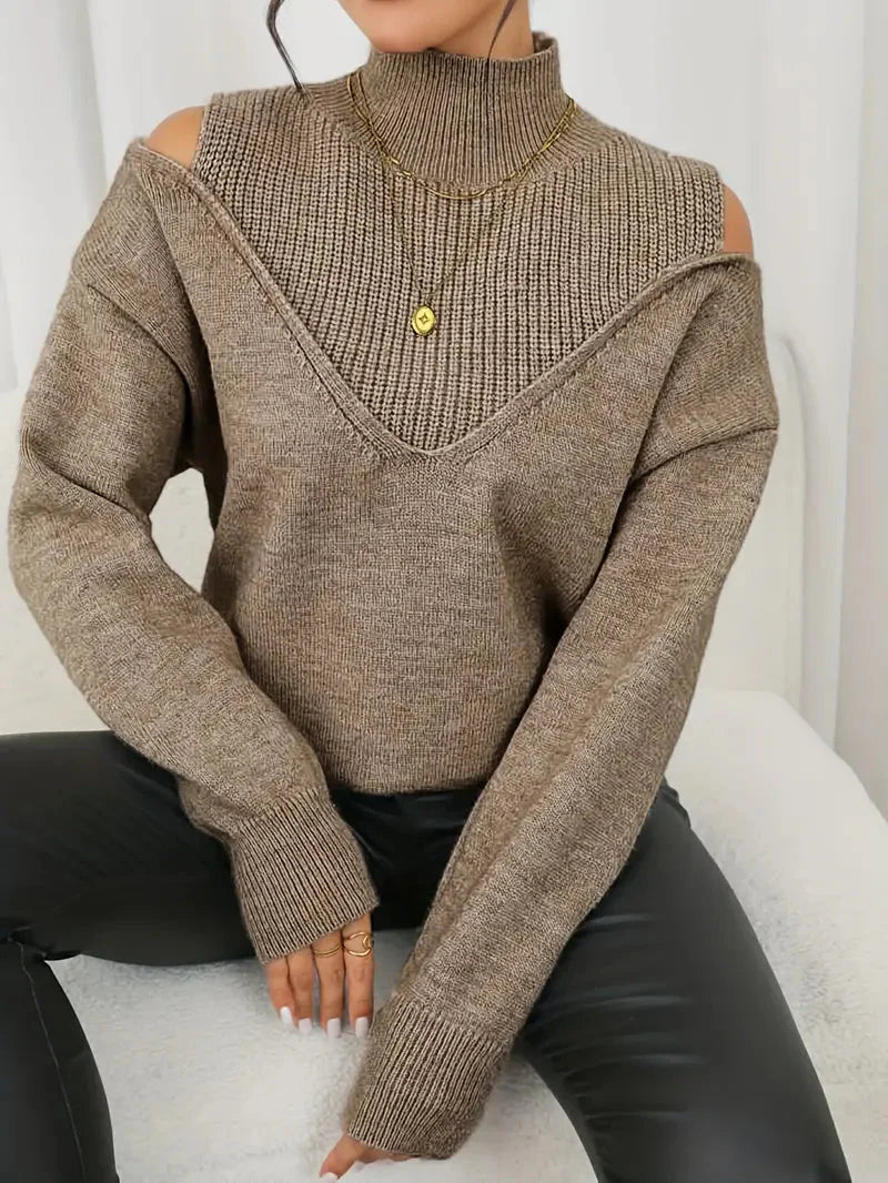 Schicker, kuscheliger Rollkragenpullover mit kalten Schultern