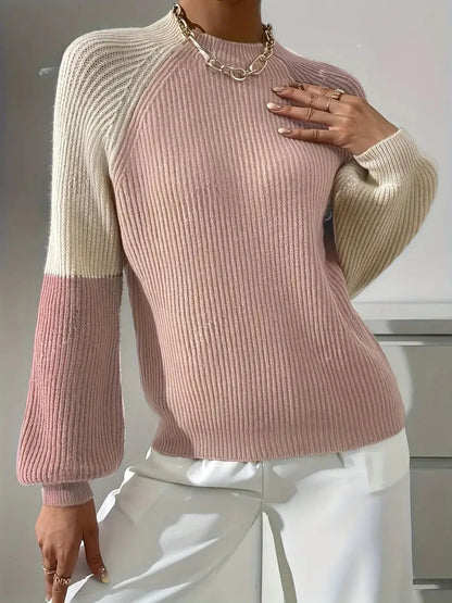 Schicker Rollkragenpullover mit Kontrastmuster und elegantem Farbblock-Design