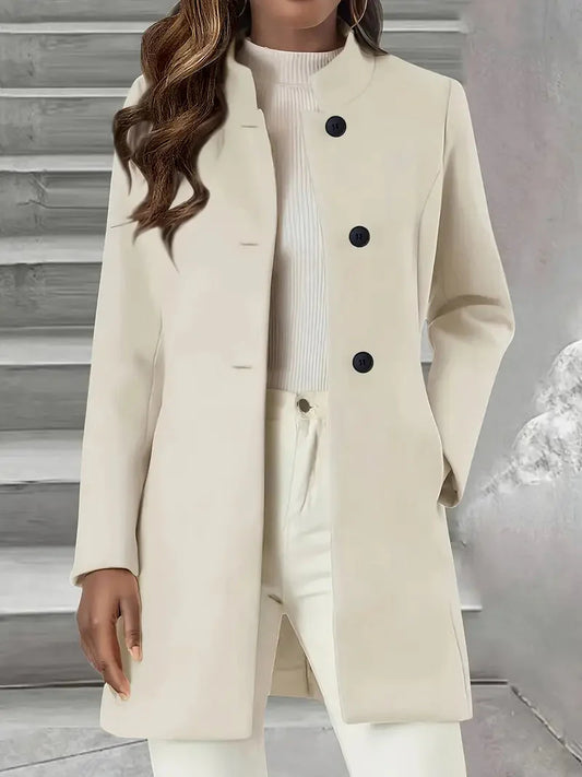 Stilvoller Damen-Trenchcoat mit langen Ärmeln und mittlerer Länge für kalte Tage