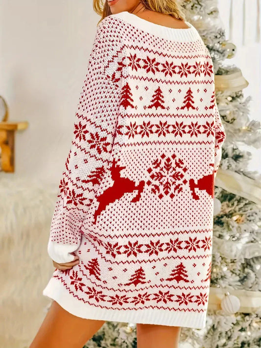 Stilvoller Weihnachtsstrickpullover in Übergröße für Damen – Bequemer und eleganter Winterlook