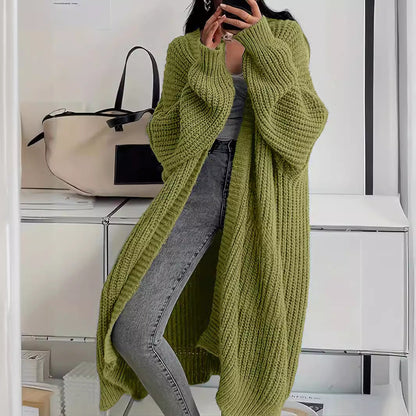 Strickmantel mit Taschen – Modischer, lockerer Cardigan mit Lanternärmeln in verschiedenen Farben