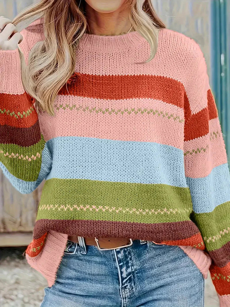 Stylischer Damenpullover mit Farbblockdesign - Bequem und trendig für jeden Anlass