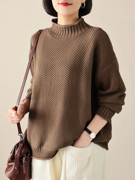 Stylischer Oversized Pullover mit Hohem Kragen und Langen Ärmeln für Gemütliche Looks