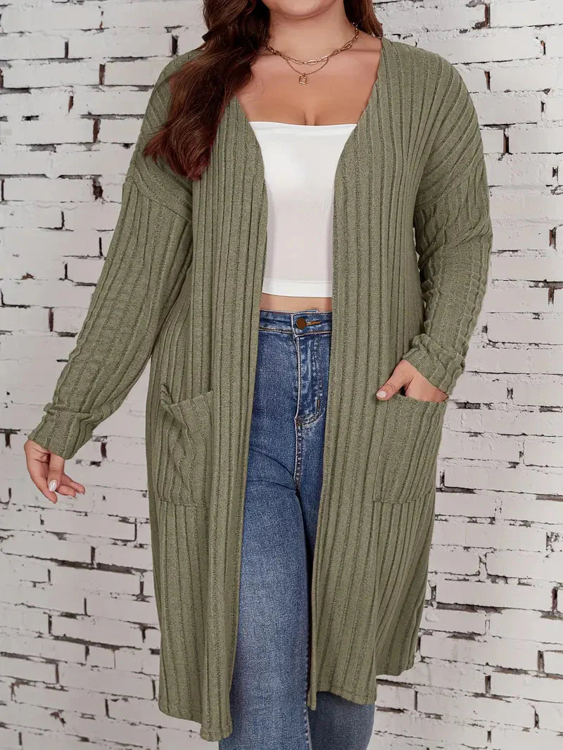 Stylischer Plus-Size Cardigan mit praktischen Taschen für jeden Anlass