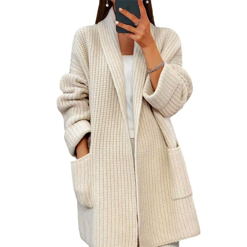 Stylischer Strick-Cardigan mit Taschen - Lässige, lockere Jacke für Damen im Frühling und Herbst