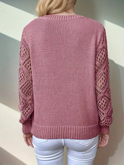 Stylischer V-Ausschnitt Pullover mit Atmungsaktivem Lochmuster