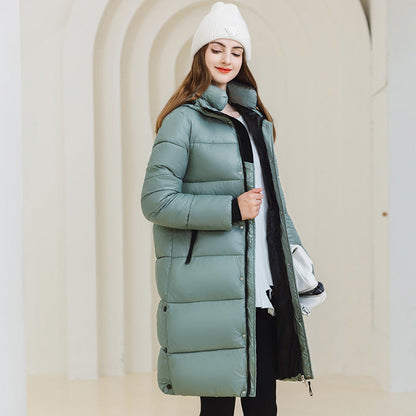 Stylischer Wintermantel mit Kapuze und Taschen - Langer Baumwoll-Jacke in eleganten Farben für Damen