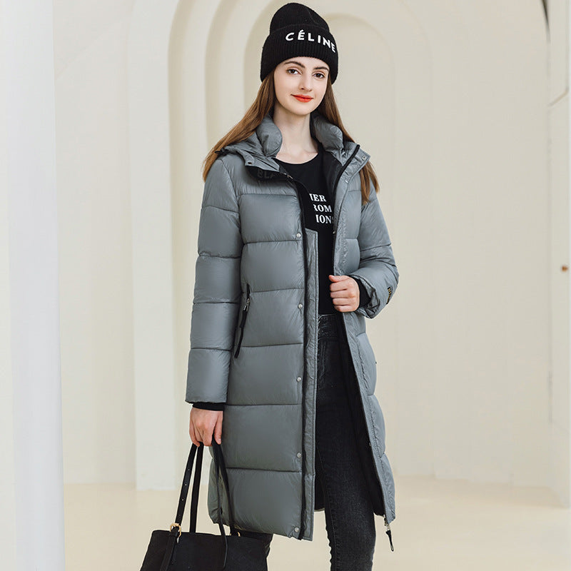 Stylischer Wintermantel mit Kapuze und Taschen - Langer Baumwoll-Jacke in eleganten Farben für Damen