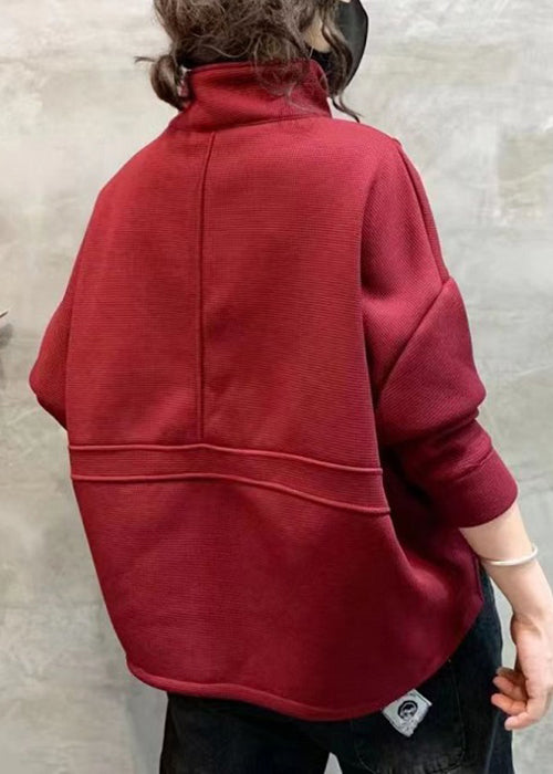 Stylischer Zip-Up Pullover in Weinrot mit Taschen – Perfekt für den Herbst!