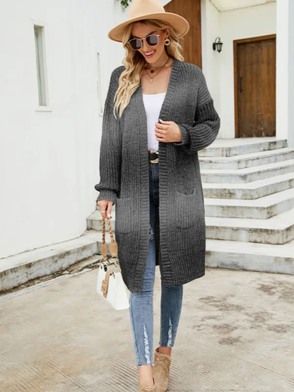 Trendige Damen-Strickjacke mit Farbverlauf und Langen Ärmeln – Vielseitiger Fashion-Layer