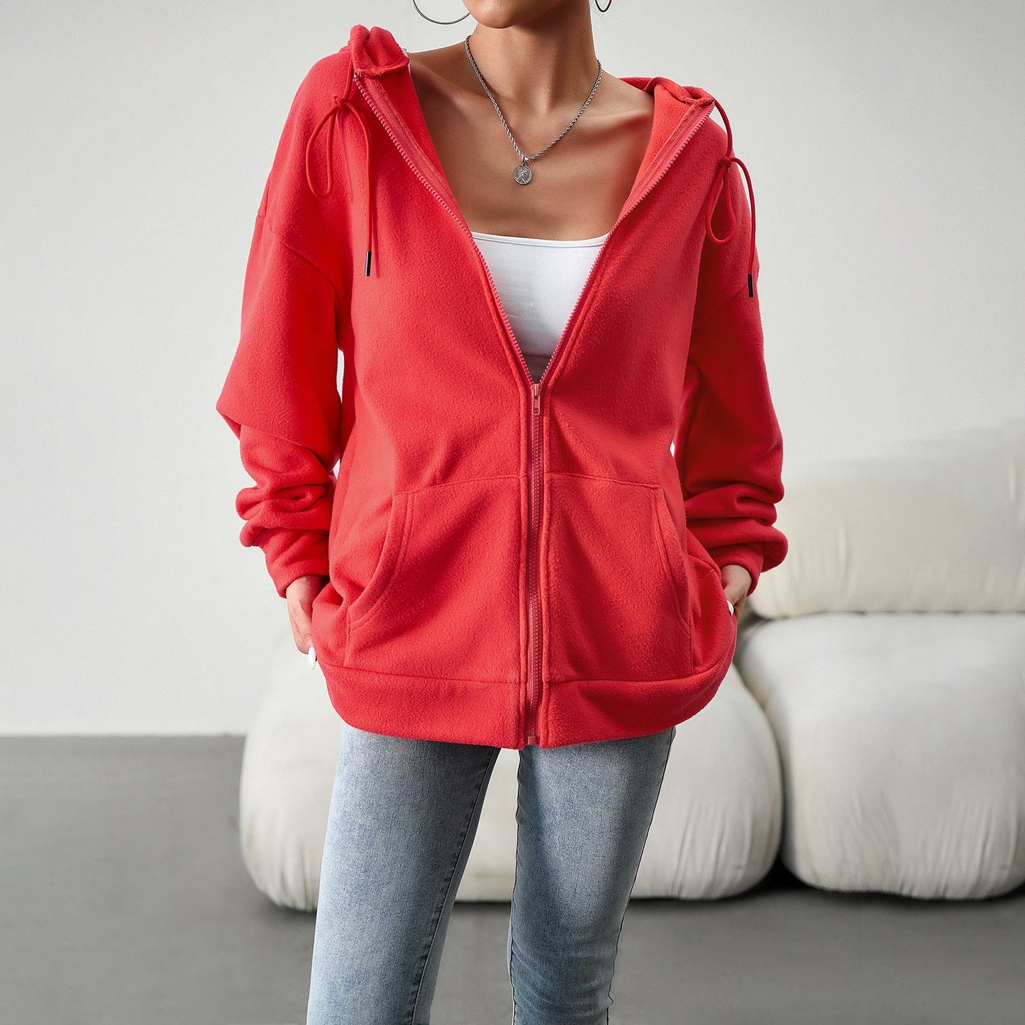 Unifarbene Fleece-Jacke