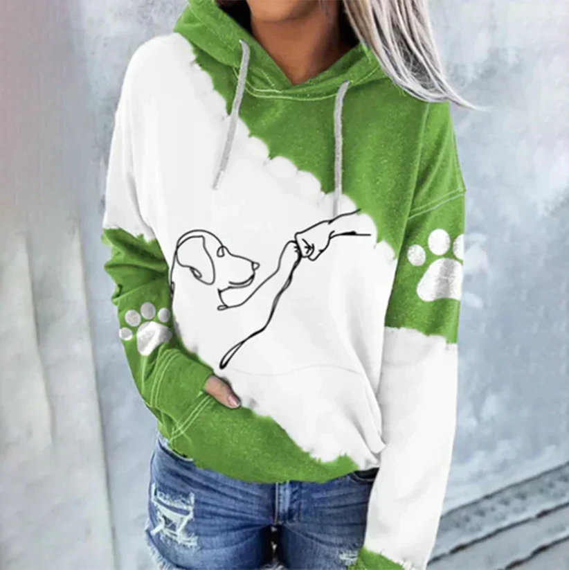 Verspielter Damen-Hoodie mit niedlichem Hundeprint