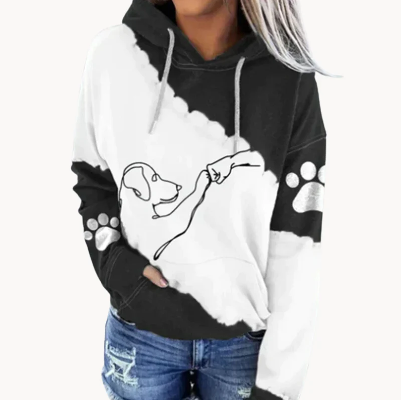 Verspielter Damen-Hoodie mit niedlichem Hundeprint