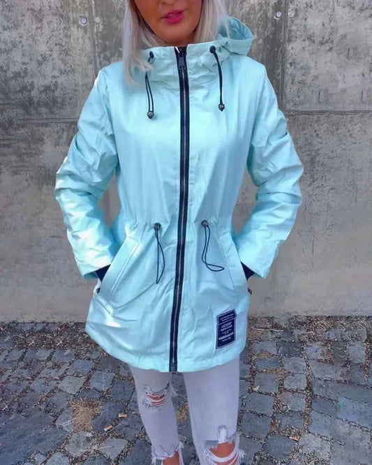 Vielseitige Unifarbe Zip-Jacke mit Kordelzug für jeden Anlass