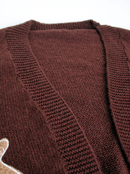 Vielseitiger V-Ausschnitt Strickpullover mit Lebkuchenmuster für Herbst und Winter