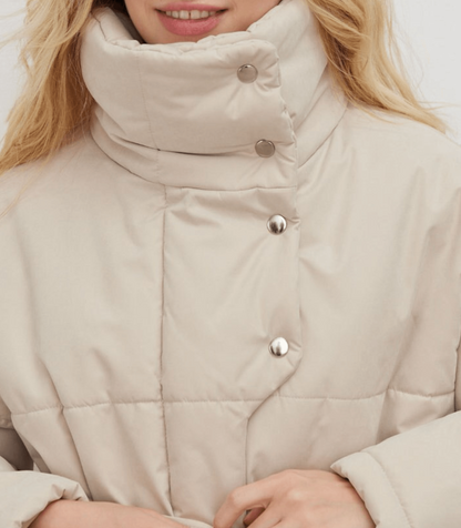 Vintage Puffer-Bürojacke mit Gürtel für Damen