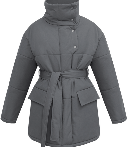 Vintage Puffer-Bürojacke mit Gürtel für Damen