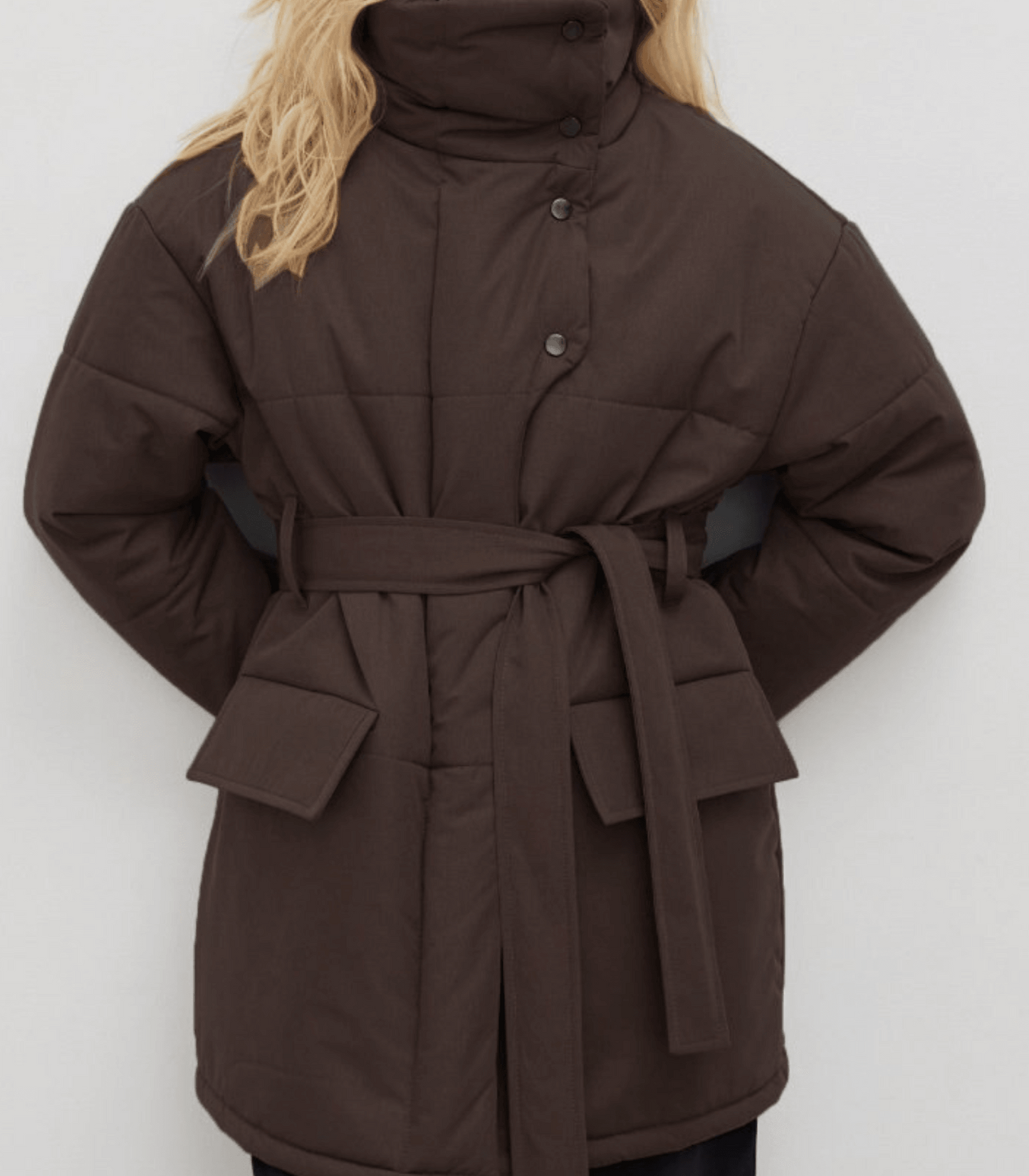 Vintage Puffer-Bürojacke mit Gürtel für Damen