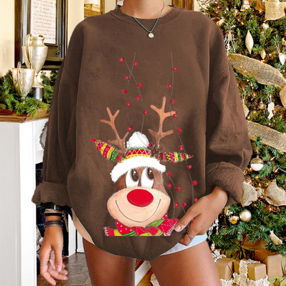 Wärmender Weihnachts-Pullover mit lustigem Rentier-Motiv