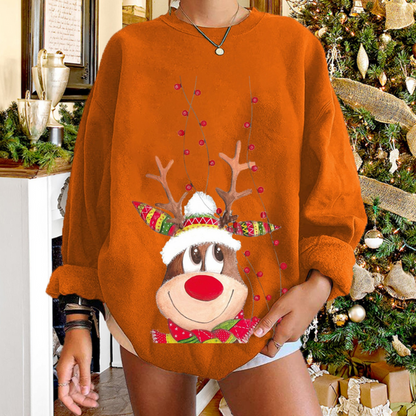 Wärmender Weihnachts-Pullover mit lustigem Rentier-Motiv