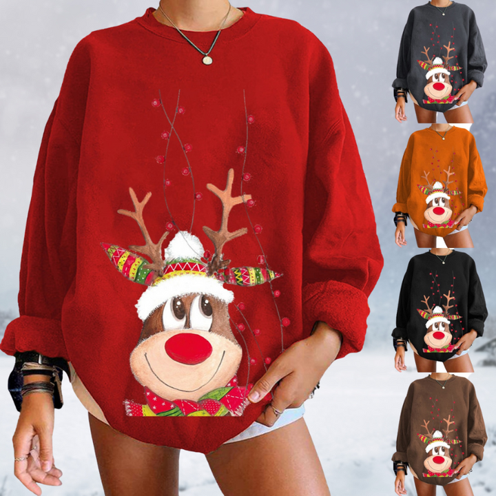 Wärmender Weihnachts-Pullover mit lustigem Rentier-Motiv