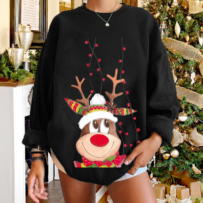 Wärmender Weihnachts-Pullover mit lustigem Rentier-Motiv